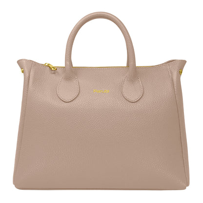 Borsa Donna a Mano con Tracolla, In Vera Pelle Morbida, Made in Italy, Modello Ada Parubi Borse Tortora - vista 25