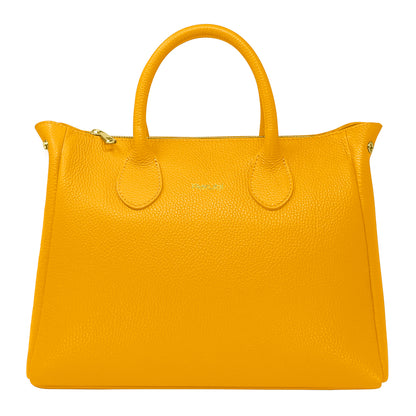 Borsa Donna a Mano con Tracolla, In Vera Pelle Morbida, Made in Italy, Modello Ada Parubi Borse Giallo - vista 61