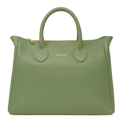 Borsa Donna a Mano con Tracolla, In Vera Pelle Morbida, Made in Italy, Modello Ada Parubi Borse Verde Salvia - vista 85