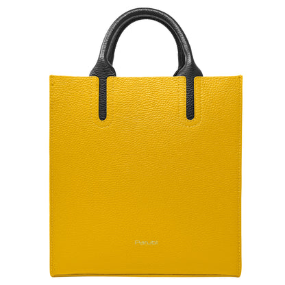 Borsa Donna a Mano con Tracolla, In Vera Pelle Morbida, Made in Italy, Modello Clizia Parubi Borse Giallo - vista 33