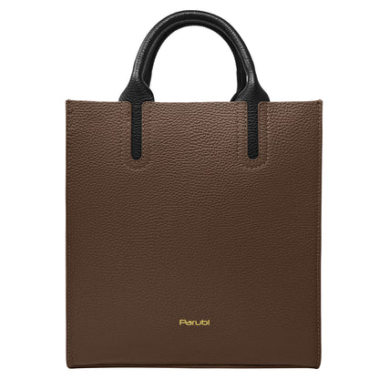 Borsa Donna a Mano con Tracolla, In Vera Pelle Morbida, Made in Italy, Modello Clizia Parubi Borse Cacao - vista 89