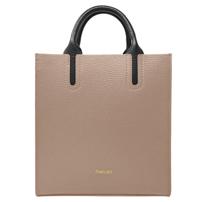 Borsa Donna a Mano con Tracolla, In Vera Pelle Morbida, Made in Italy, Modello Clizia Parubi Borse Tortora - vista 129