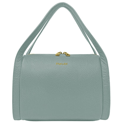 Borsa Donna a Mano con Tracolla, In Vera Pelle Morbida, Made in Italy, Modello Anette Parubi Borse Grigio Azzurro - vista 71