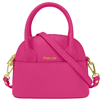 Borsa Donna Piccola a Mano con Tracolla, In Vera Pelle, Made in Italy, Modello Deva Parubi Borse Fucsia - vista 31