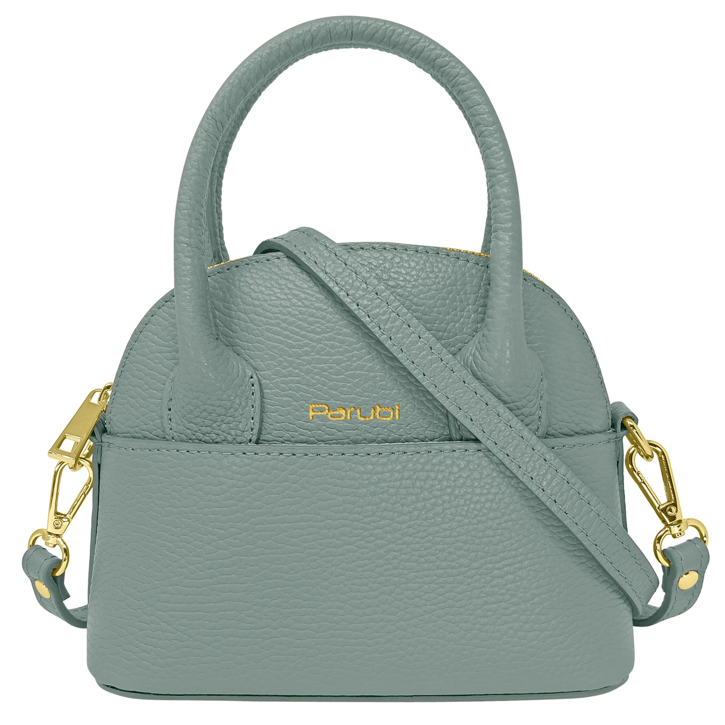 Borsa Donna Piccola a Mano con Tracolla, In Vera Pelle, Made in Italy, Modello Deva Parubi Borse Grigio Azzurro - vista 61