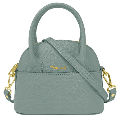Borsa Donna Piccola a Mano con Tracolla, In Vera Pelle, Made in Italy, Modello Deva Parubi Borse Grigio Azzurro - vista 61