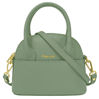 Borsa Donna Piccola a Mano con Tracolla, In Vera Pelle, Made in Italy, Modello Deva Parubi Borse Verde Salvia - vista 19