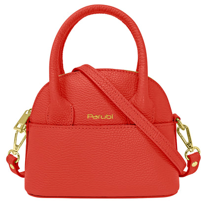 Borsa Donna Piccola a Mano con Tracolla, In Vera Pelle, Made in Italy, Modello Deva Parubi Borse Corallo - vista 37