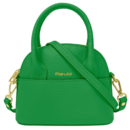 Borsa Donna Piccola a Mano con Tracolla, In Vera Pelle, Made in Italy, Modello Deva Parubi Borse Verde Bottiglia - vista 25