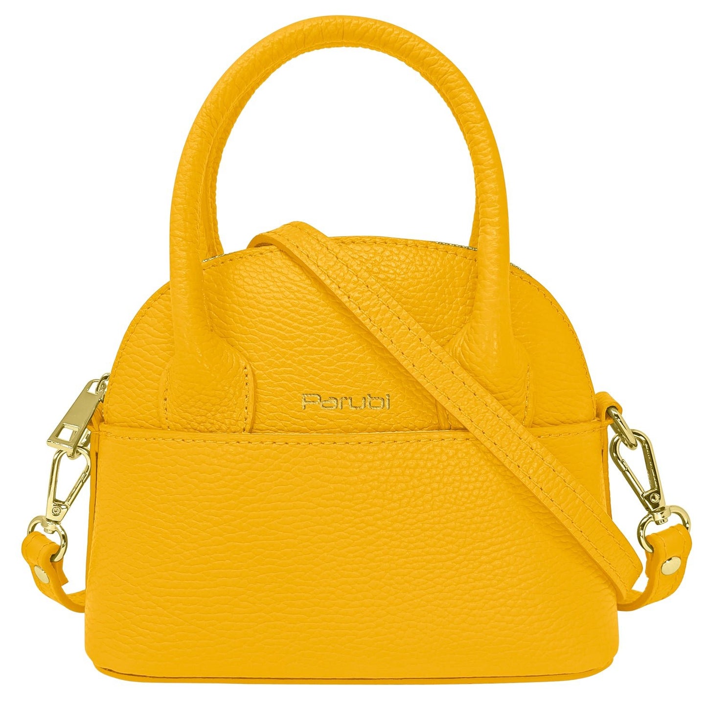 Borsa Donna Piccola a Mano con Tracolla, In Vera Pelle, Made in Italy, Modello Deva Parubi Borse Giallo - vista 97