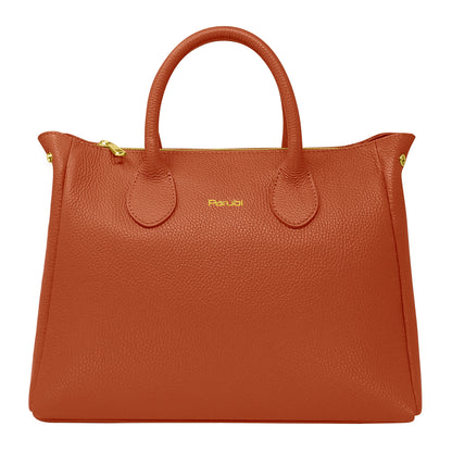 Borsa Donna a Mano con Tracolla, In Vera Pelle Morbida, Made in Italy, Modello Ada Parubi Borse Rosso Mattone - vista 145