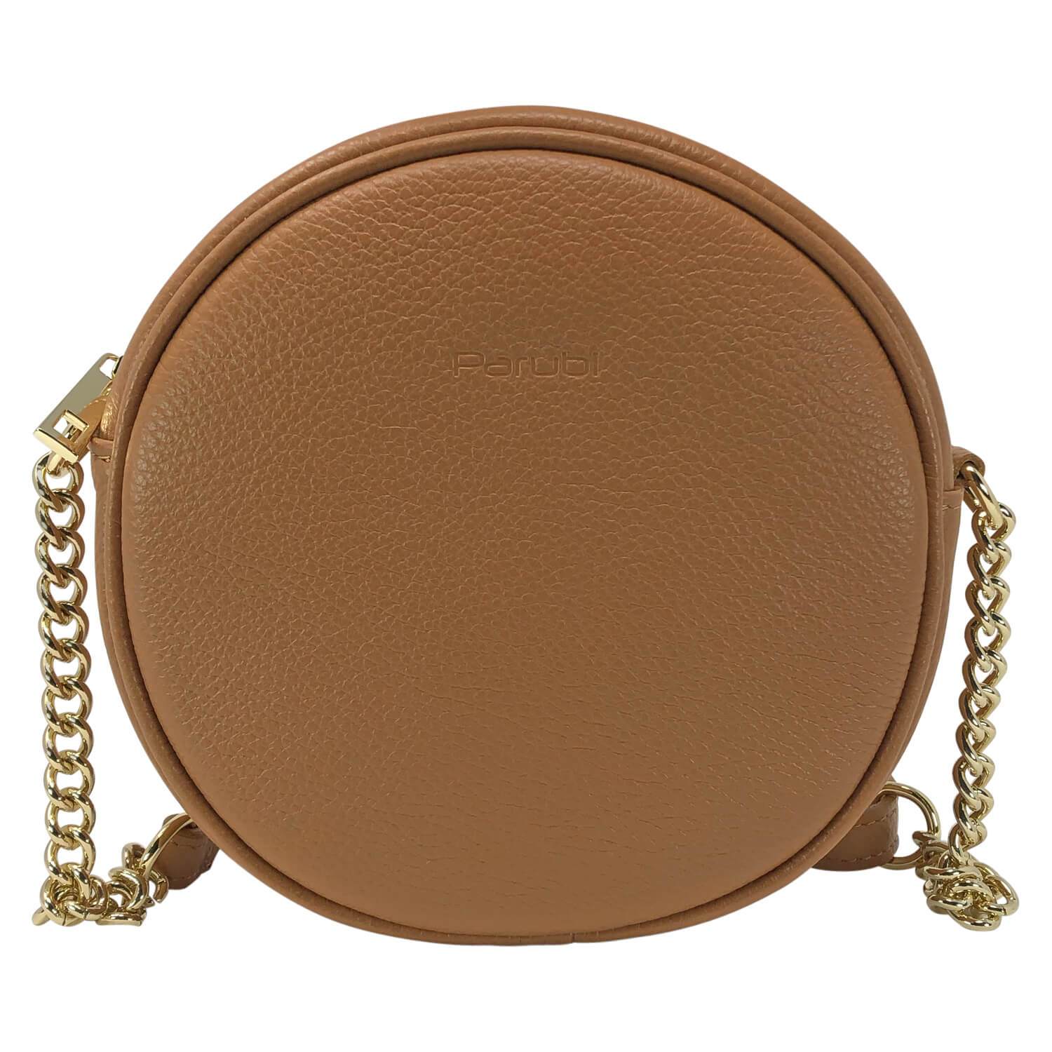 Borsa Donna a Tracolla, In Vera Pelle, Made in Italy, Modello Greta, Colore Cuoio
