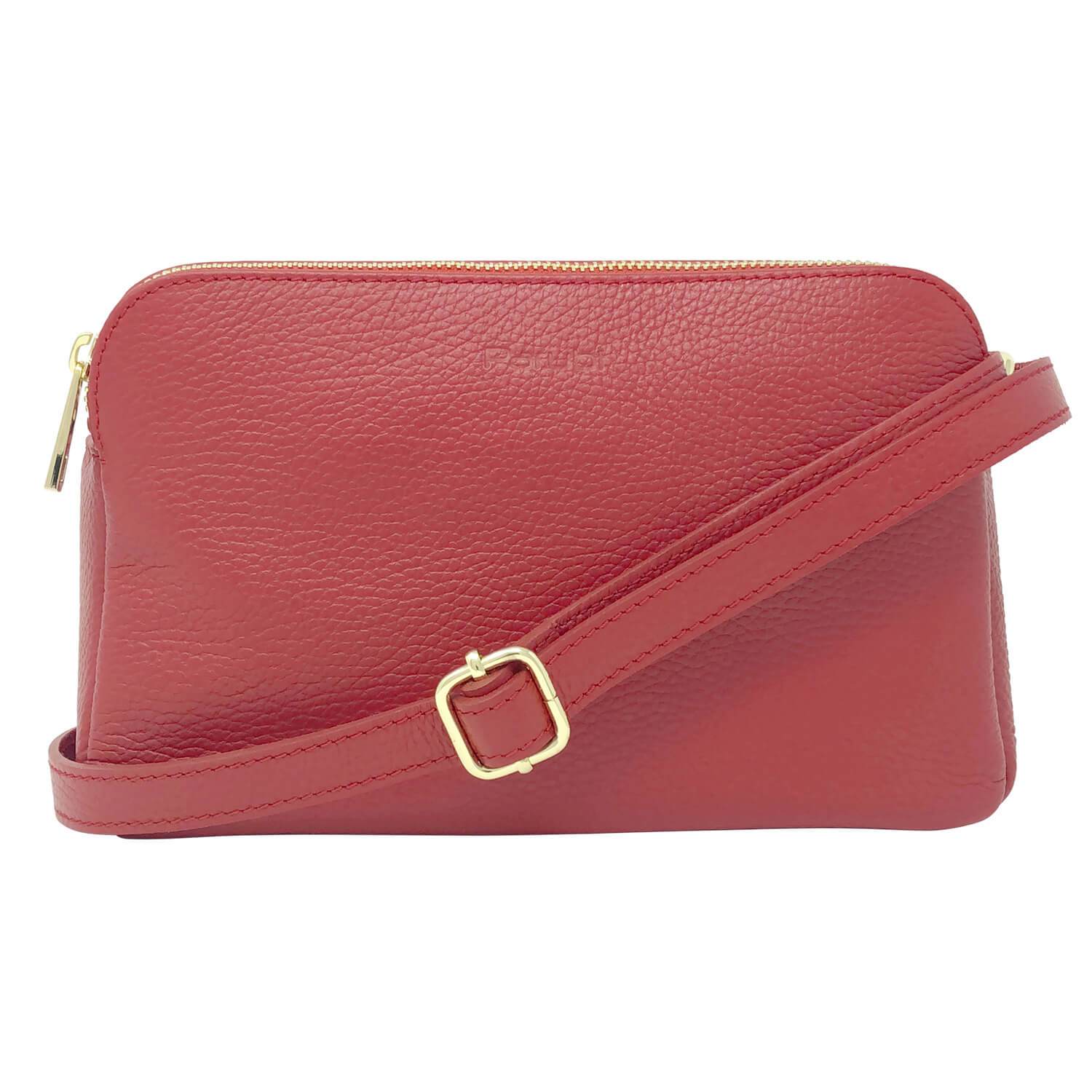 Borsa Donna a Tracolla, In Vera Pelle, Made in Italy, Modello Amina Rosso