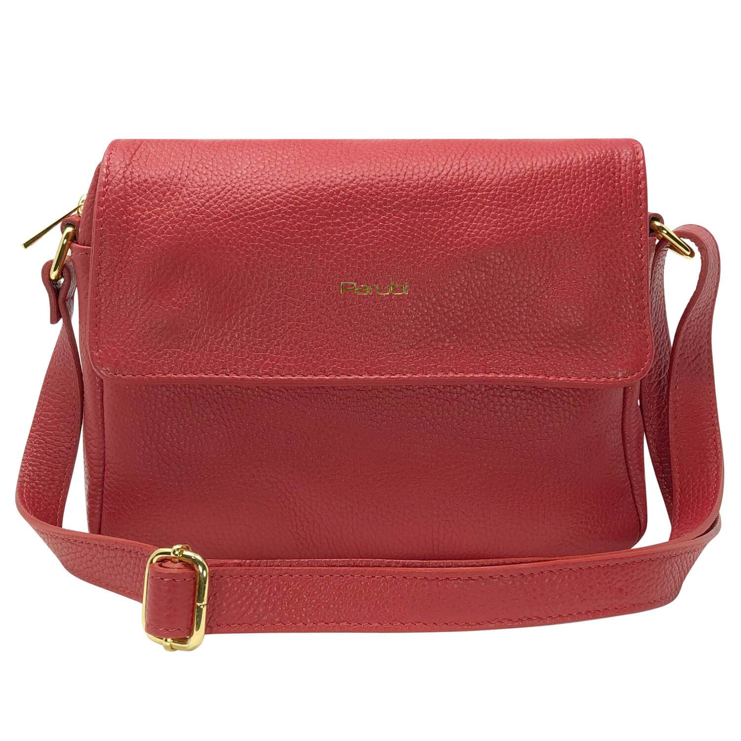 Borsa Donna Grande a Tracolla, In Vera Pelle, Made in Italy, Modello Adel Rosso