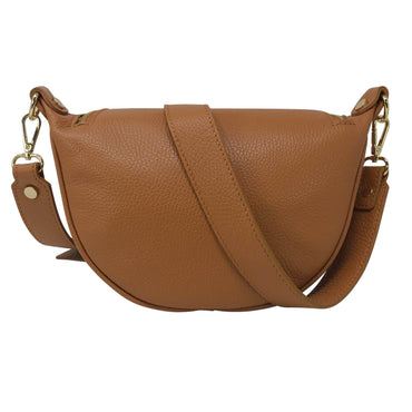 Marsupio da Donna con Tracolla, In Vera Pelle, Made In Italy, Modello Ingrid, Cuoio Parubi marrone - vista 2