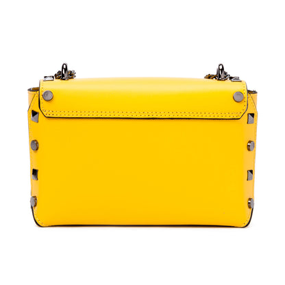Borsa Donna a Tracolla, In Vera Pelle, Made in Italy, Modello Kelly, Colore Giallo Parubi Borse - vista 3