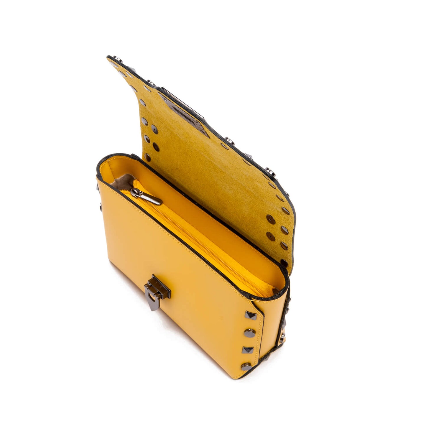 Borsa Donna a Tracolla, In Vera Pelle, Made in Italy, Modello Kelly, Colore Giallo Parubi Borse - vista 5